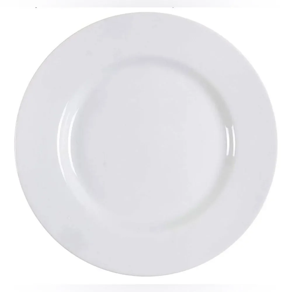 Pottery Barn White Ceramic Dinnerware Plate 10 1/2 Inches Round Deep Bowl Modern